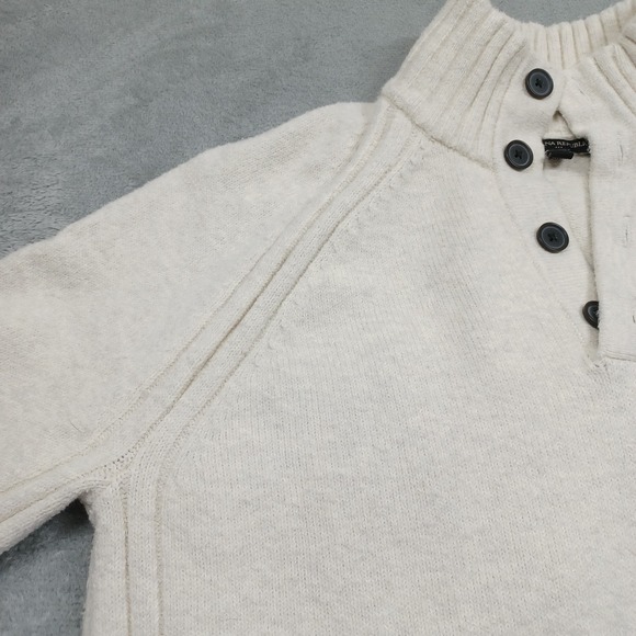 Banana Republic Sweater Mens Large Beige Henley Neck Knit Pullover Preppy - Picture 2 of 8